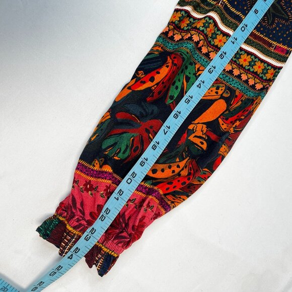 Farm Rio Mixed Patchwork Midi Dress Boho Floral Long Sleeve Tie Waist XS - Picture 12 of 16